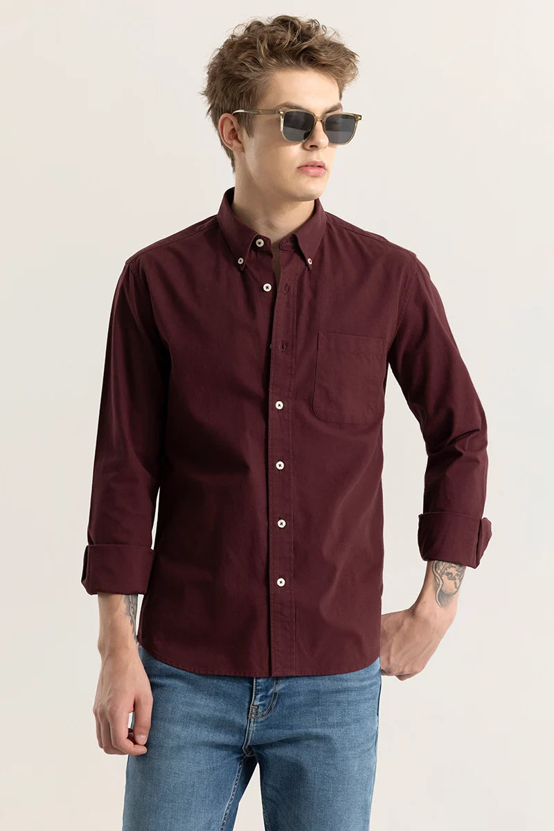 Shirtolo Plain Maroon Shirt