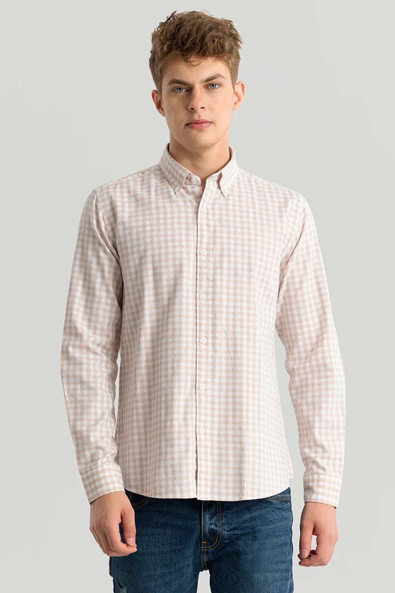 Ingvar Light Brown Checks Shirts