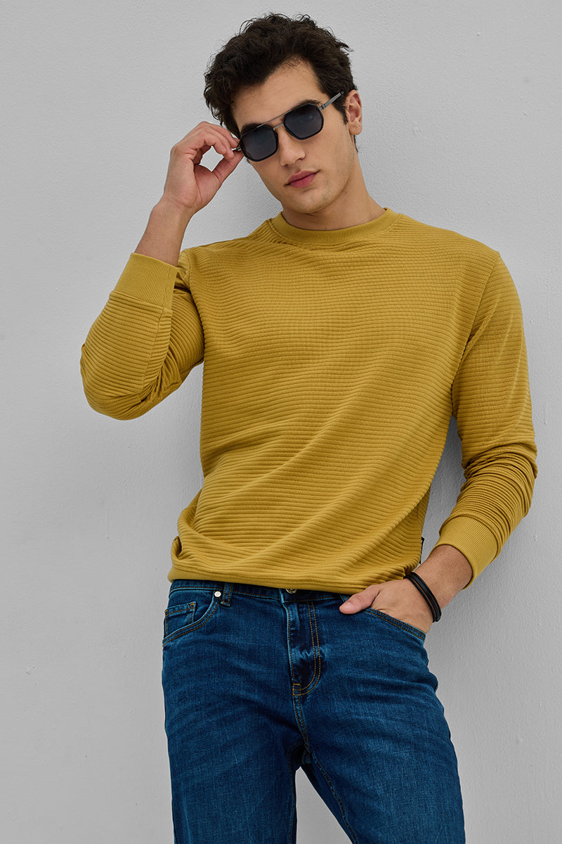 Yellow Textured Sweatshirt