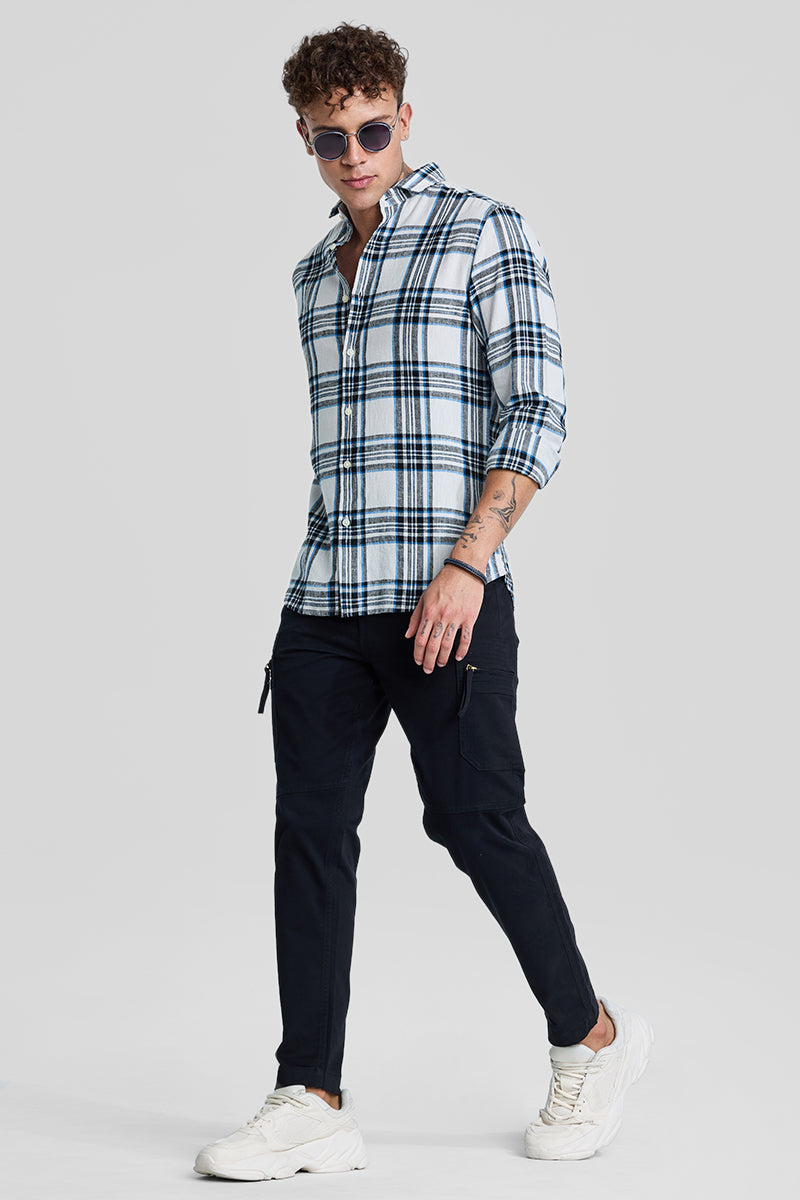 Blue Checks Linen Blend Shirt