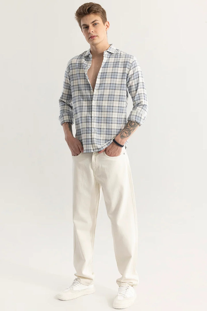 Plaided Light Blue Check Shirt