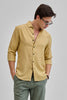 Yellow Textured Linen Blend Shirt