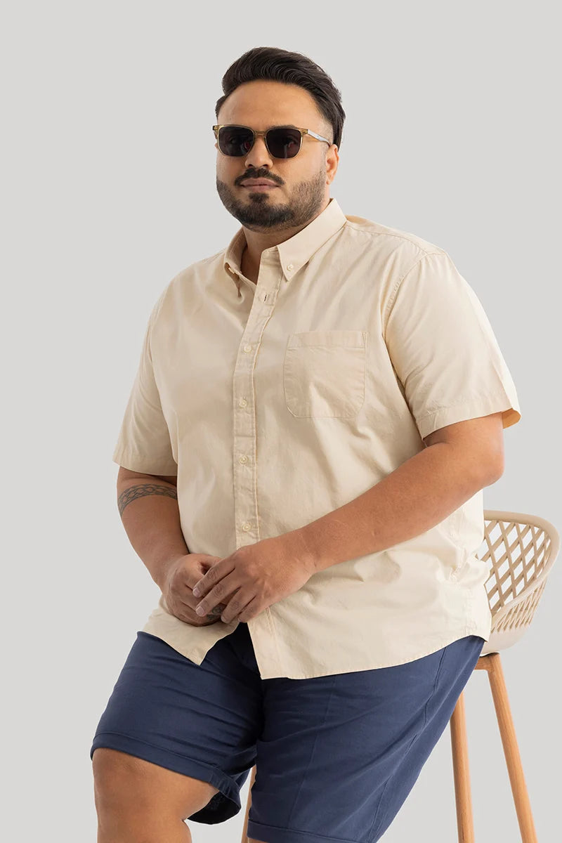 Downtown Beige Oxford Plus Size Shirt