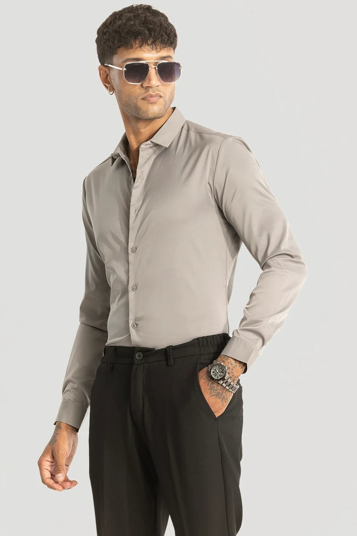 Grey Slim Fit Stretch Shirt