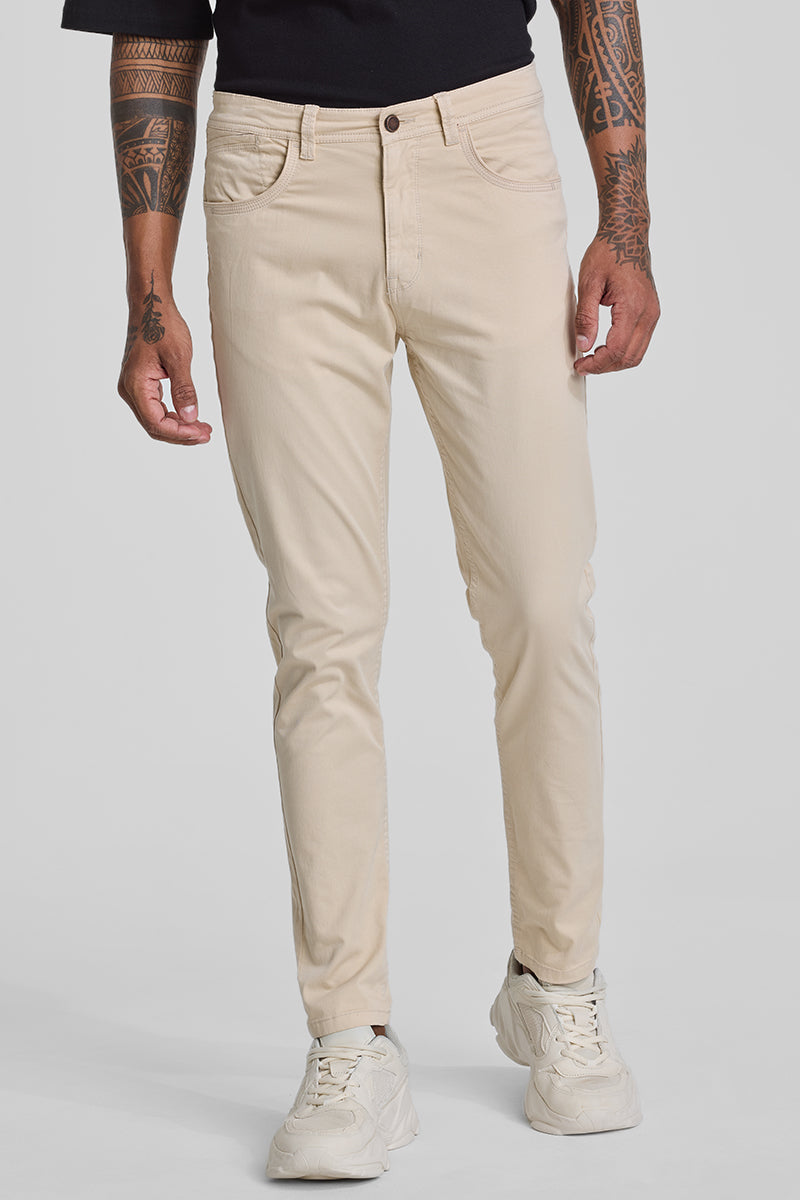 Cream 5 Pocket Chinos