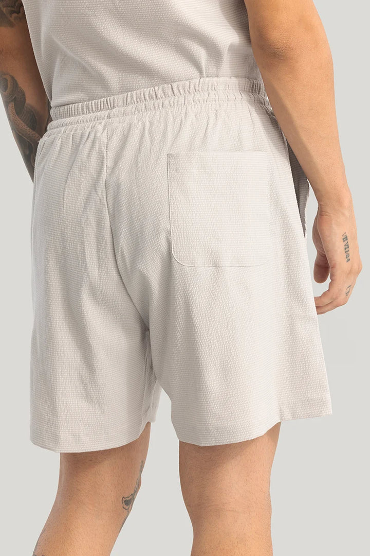 Daphne Off-White Textured Shorts