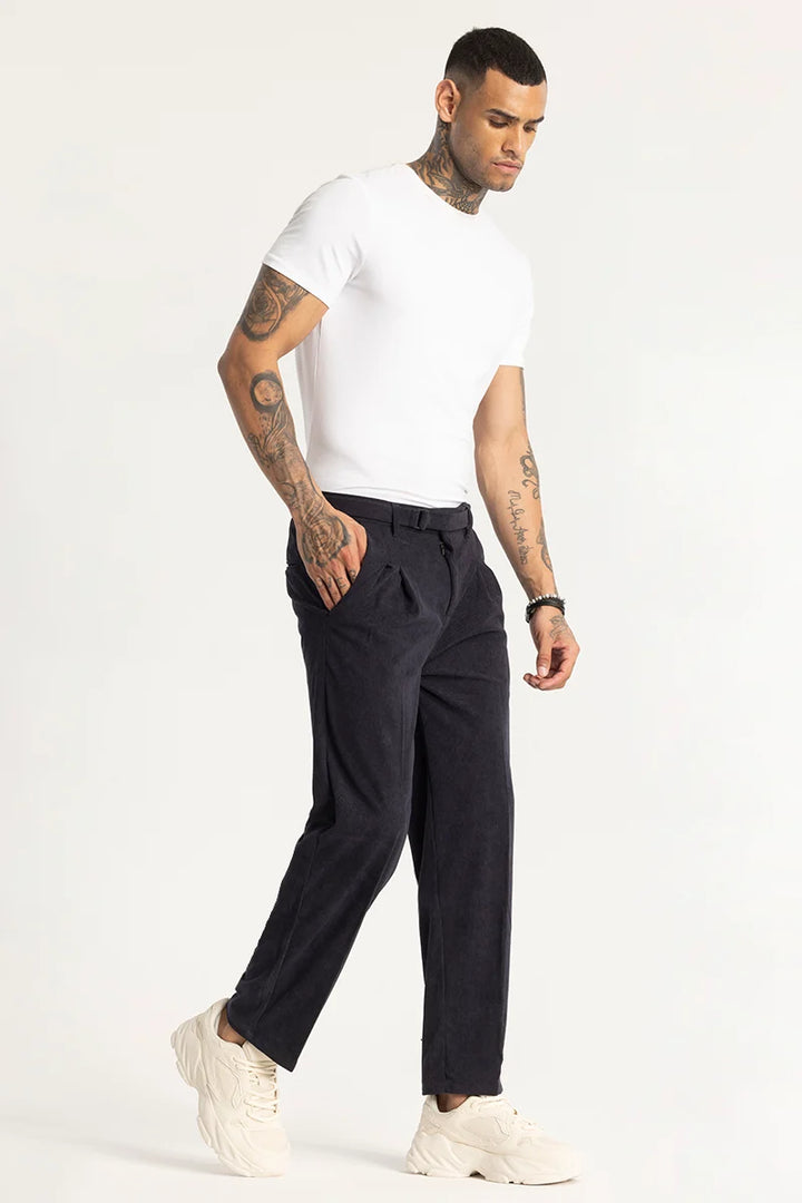 Navy Corduroy Korean Trousers