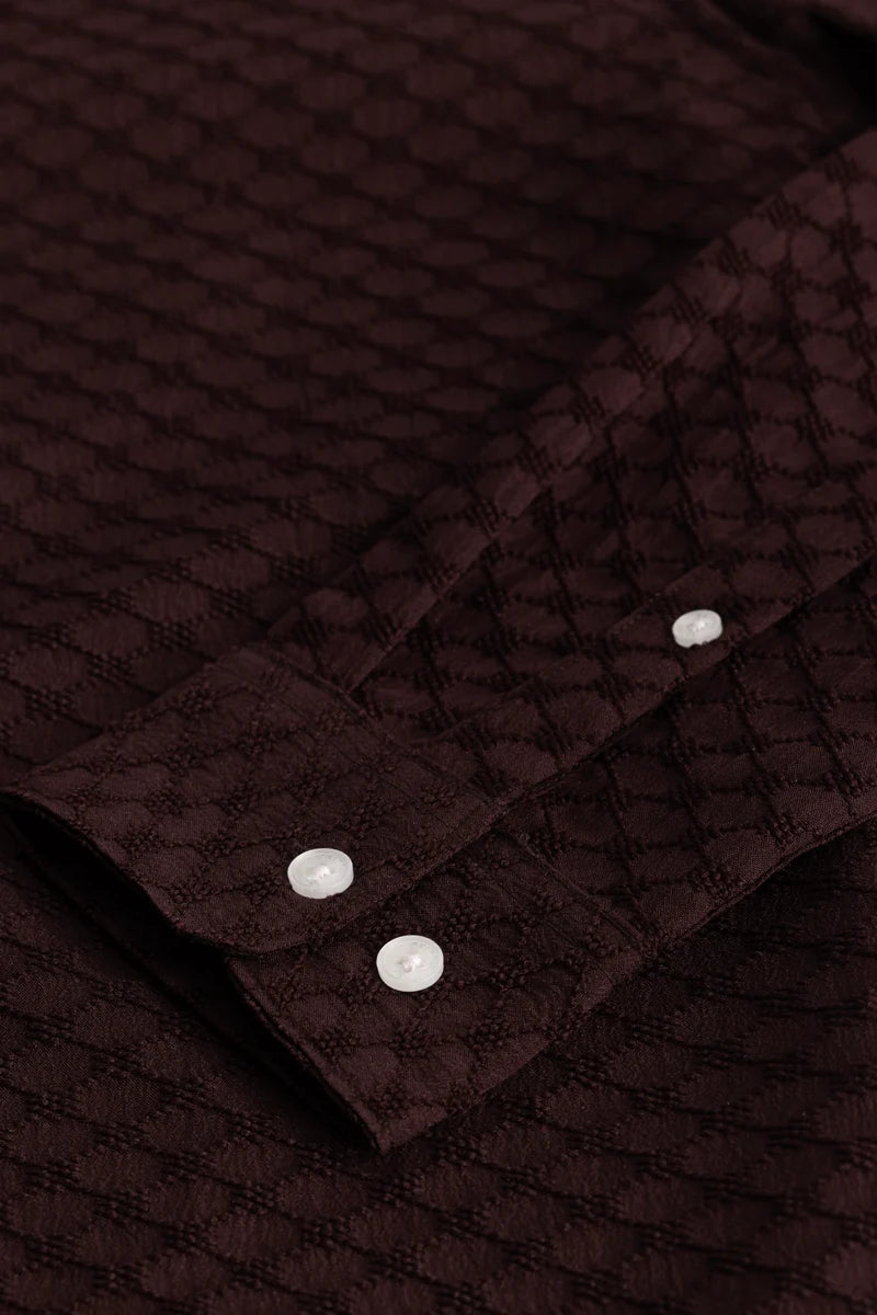 Dark Brown Textured Stretch Shirt