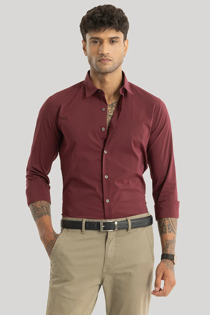 Quinnie Maroon Plain Shirt