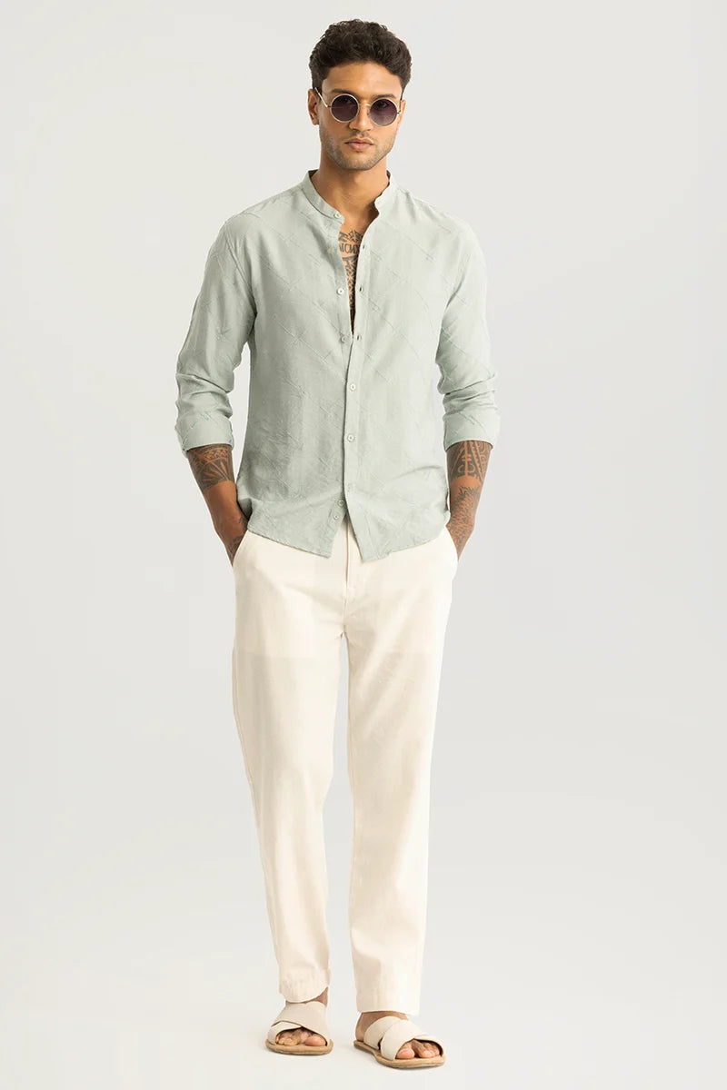 Giovanni Mint Embroidered Shirt