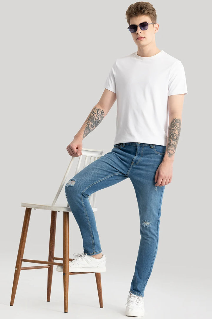 Pascaline Blue Distressed Slim Fit Jeans