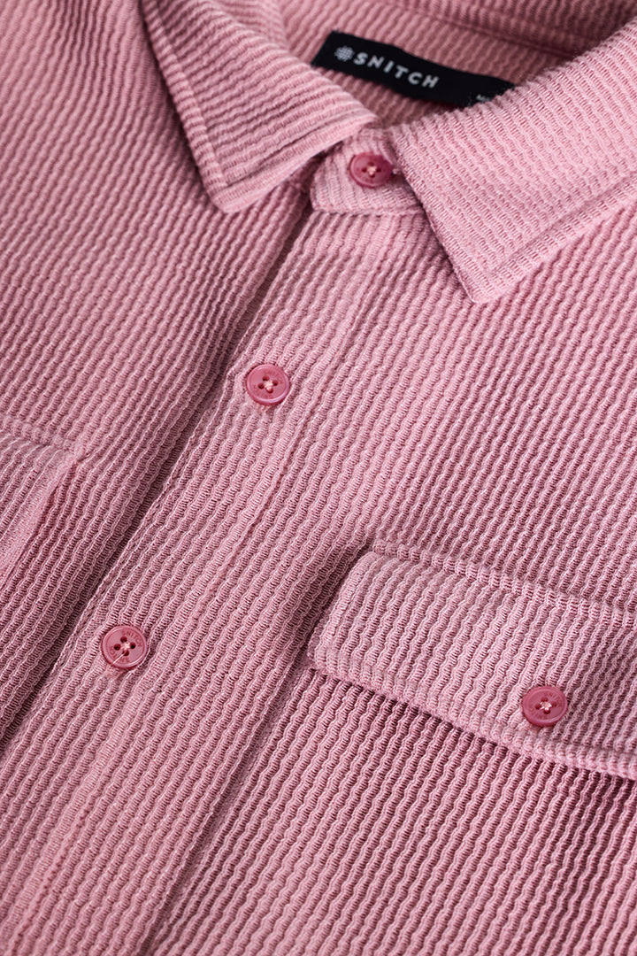 Pink Textured Double Pocket Shirt