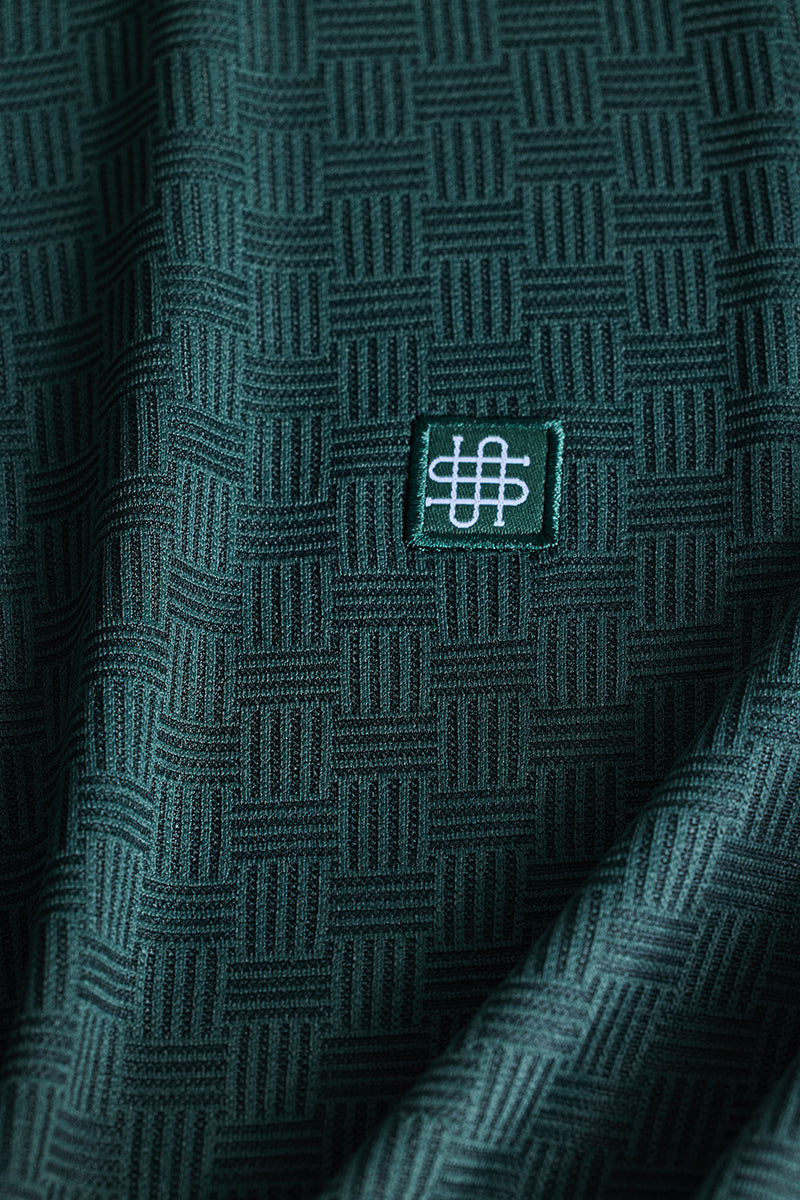 Dark Green Textured Polo T-Shirt