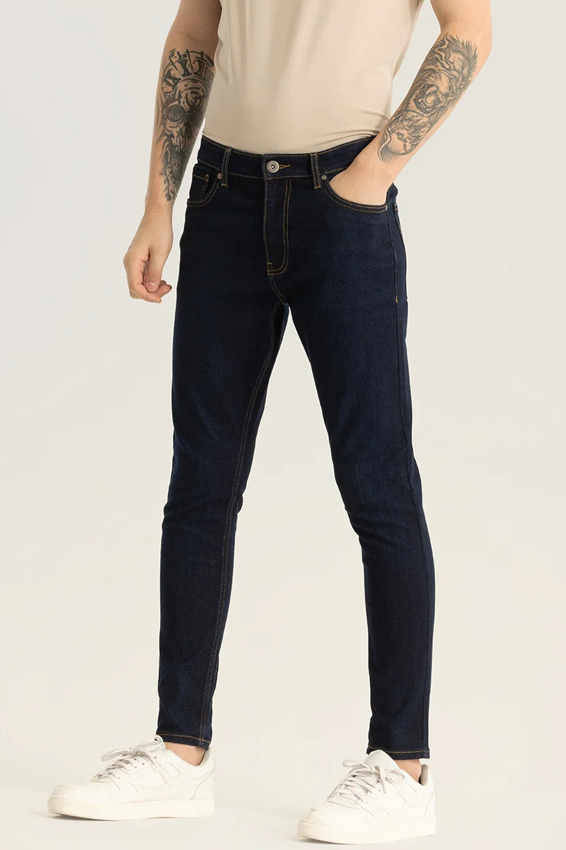 Delphine Deep Blue Plain Skinny Fit Jeans