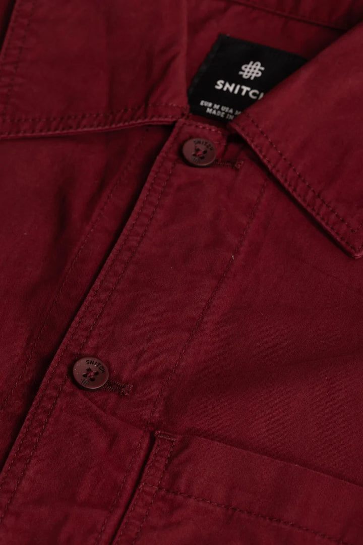 Double Pocket Maroon Overshirt