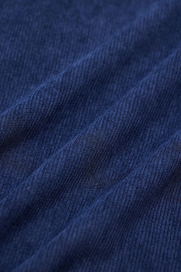 Dark Blue Slim Fit Corduroy Shirt