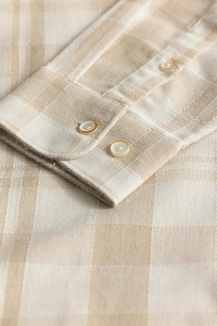 Zoe Cream Linen Checks Shirts