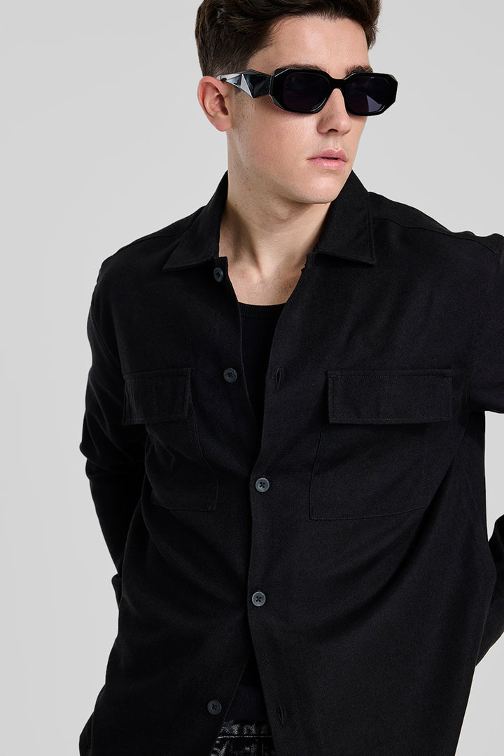 Black Double Pocket Overshirt