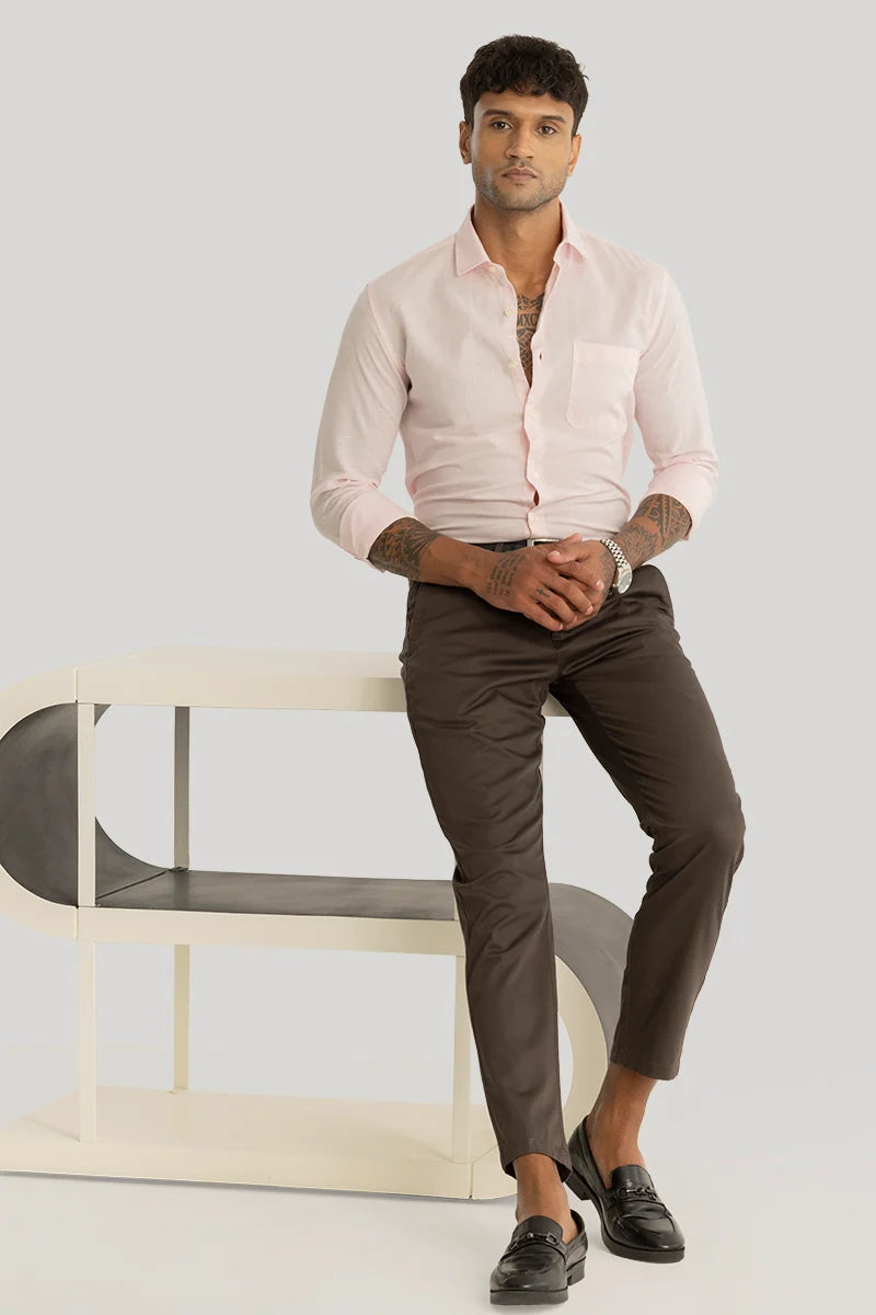 Claudio Light Pink Plain Linen Shirt