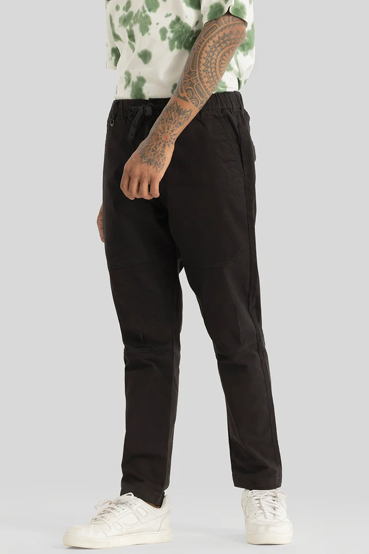 Odyssey Black Plain Slim Fit Trousers