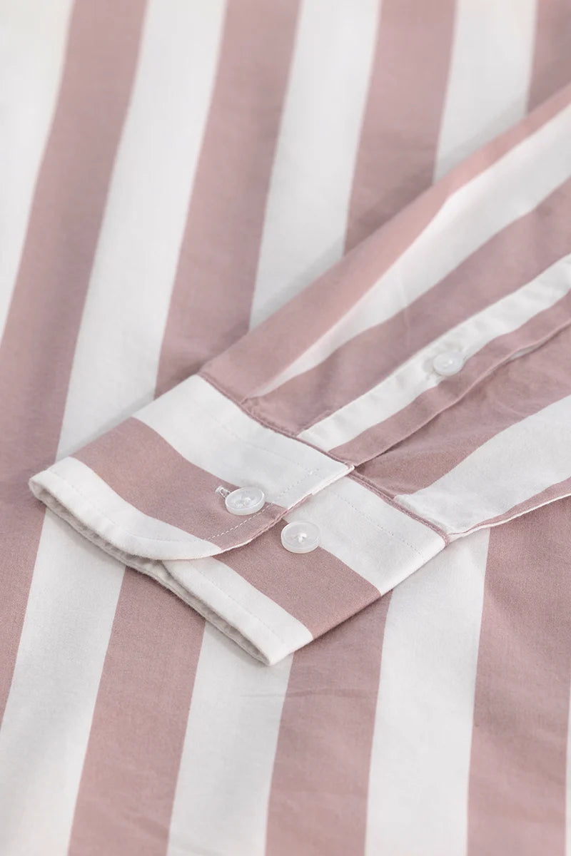 Mauve Slim Fit Stripes Shirt