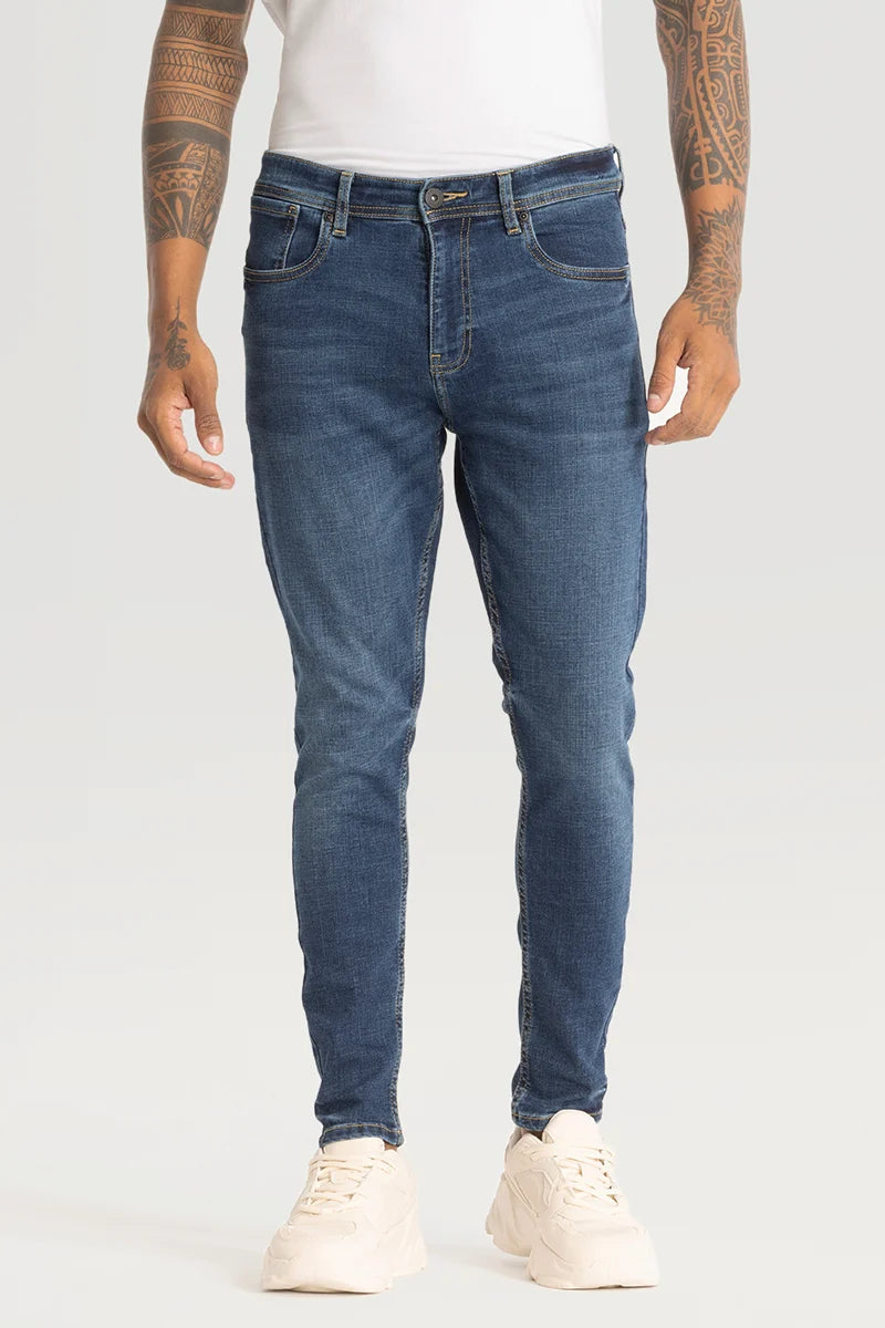 Dark Blue Plain Skinny Fit Jeans