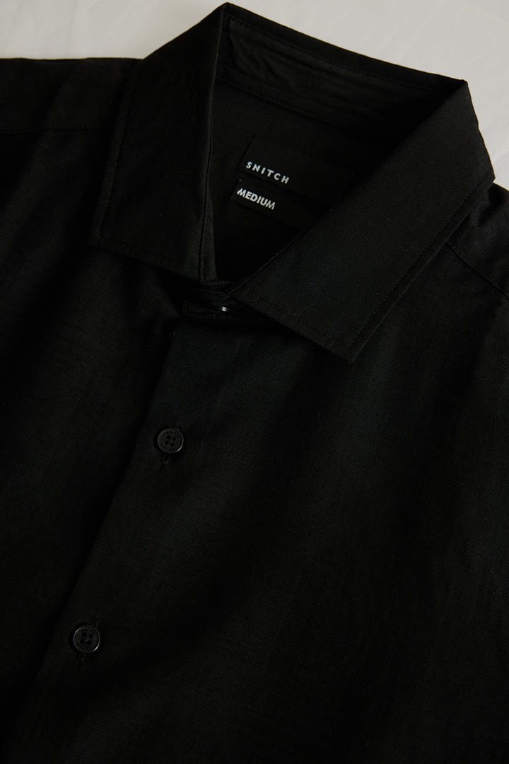 Black Self-Design Shirt