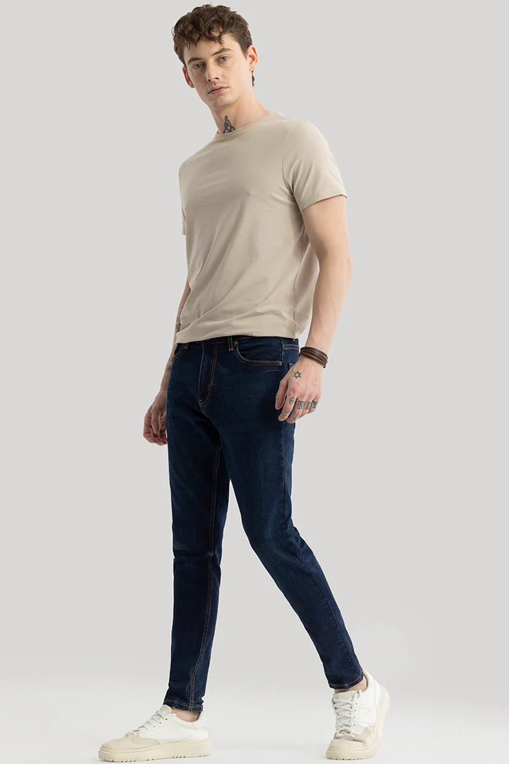 Phantom Navy Plain Skinny Fit Jeans