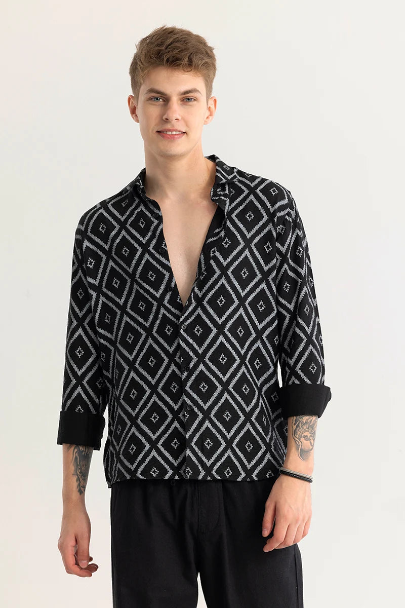 Ivar Geometric Black Shirt