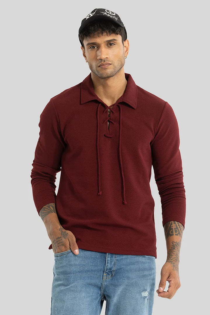 Jetter Maroon Plain T-Shirt