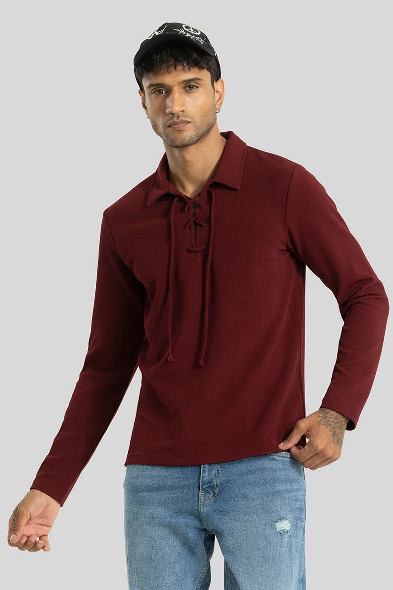 Jetter Maroon Plain T-Shirt