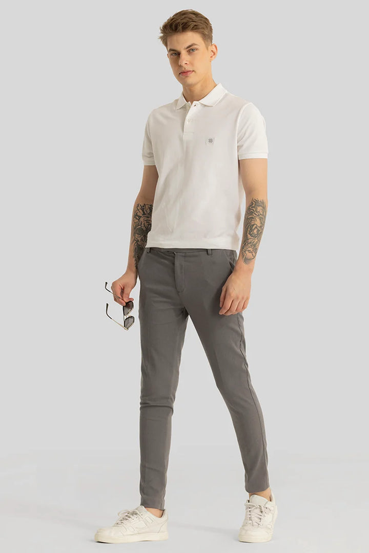 Yann Grey Plain Slim Fit Trousers