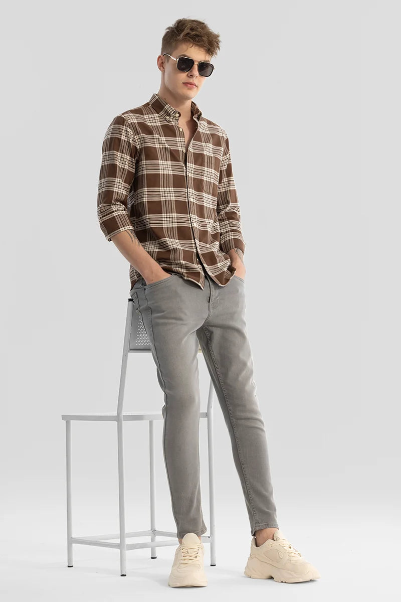 Brown Checks Oxford Shirt