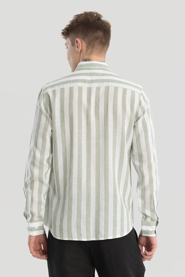 Sage Stripes Linen Blend Shirt