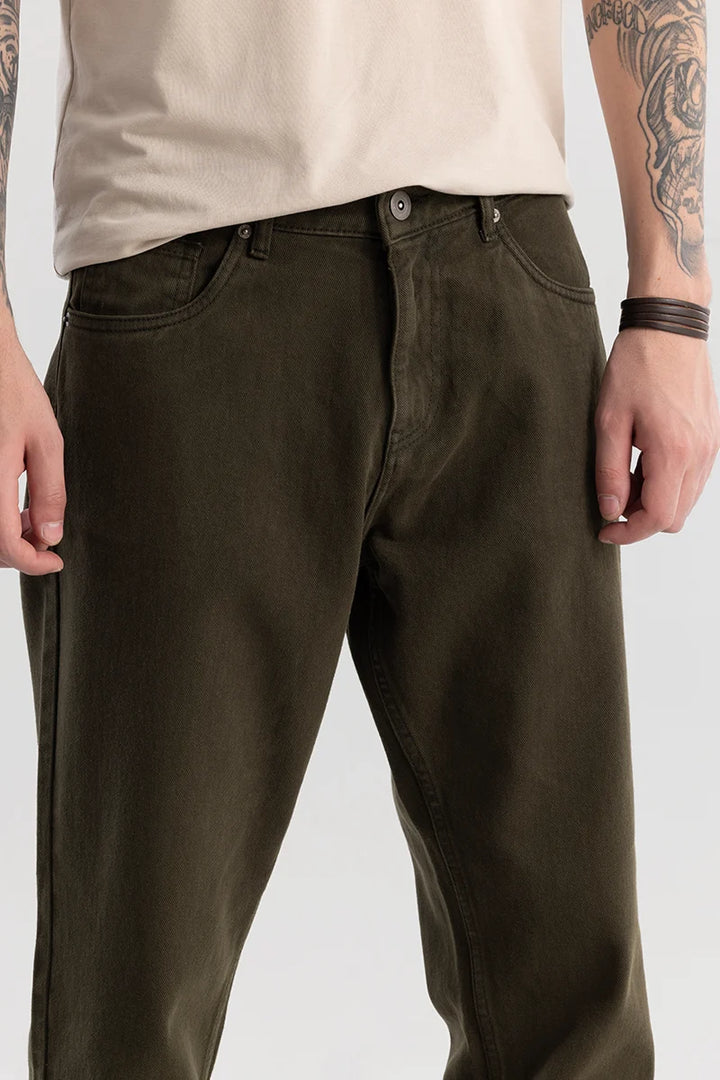 Loose Leisure Olive Baggy Fit Jeans