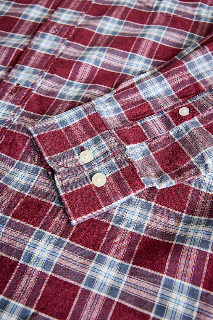 Maroon Checks Slim FIt Shirt