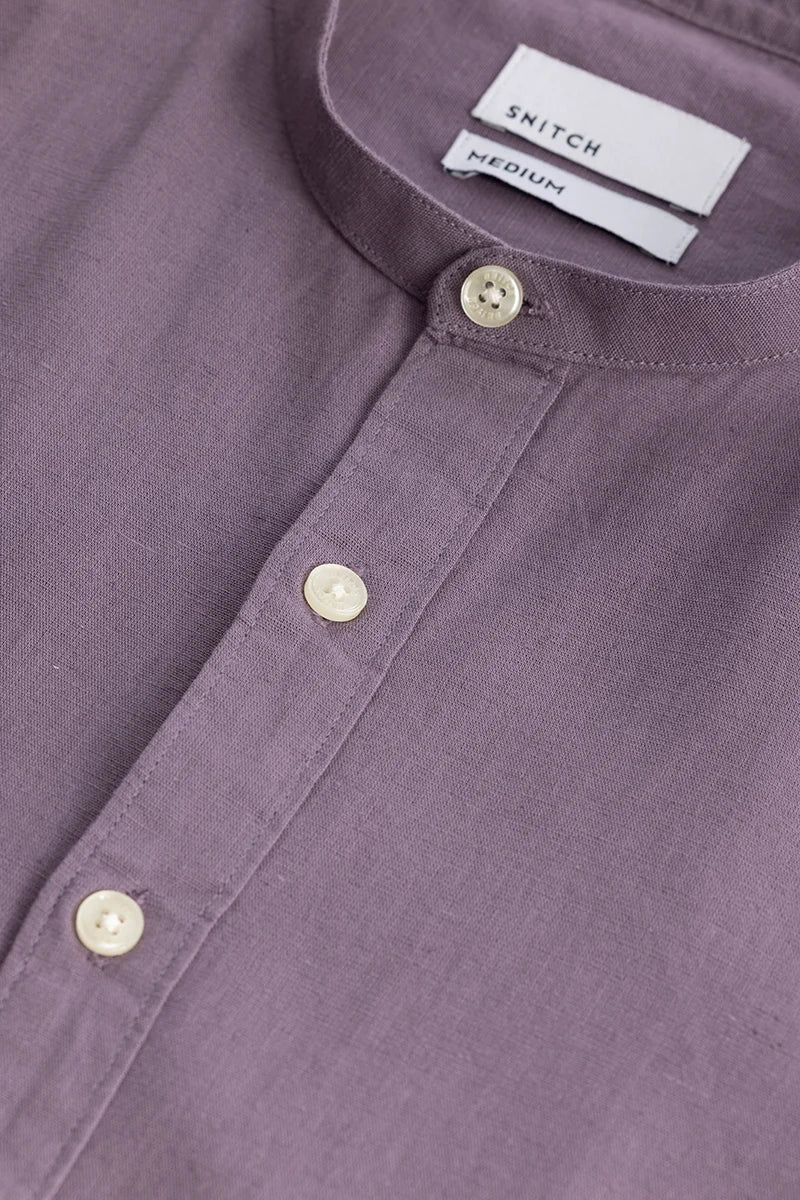 Linen Elegance Plain Purple Shirt