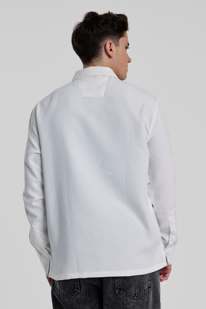 White Double Pocket Overshirt