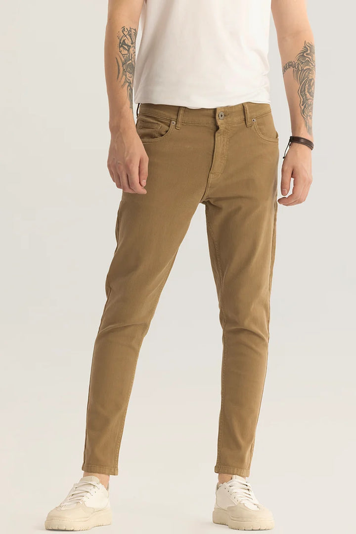 Quantum Khaki Plain Skinny Fit Jeans