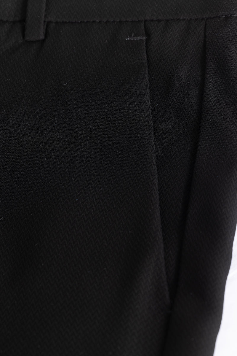 Black Self-Design Formal Trousers