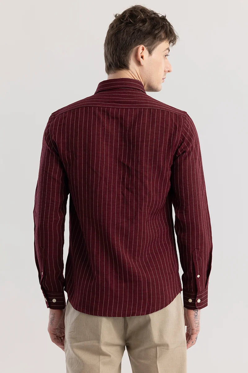 Linen Line Maroon Stripe Shirt