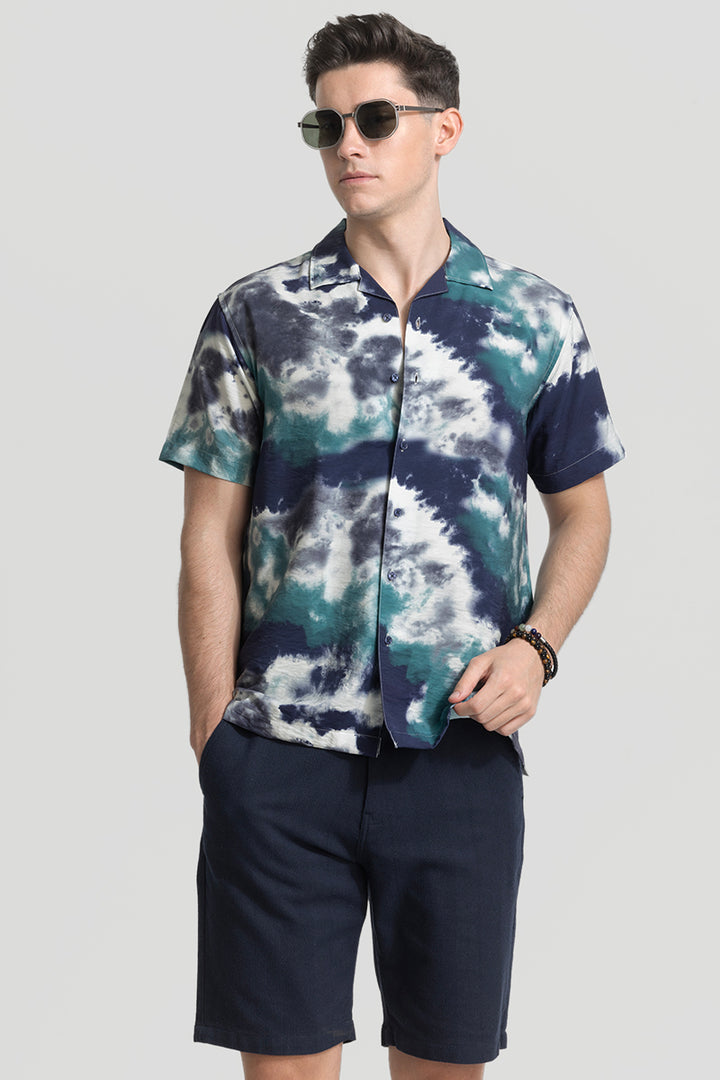 Blue Cuban Tie & Dye Shirt