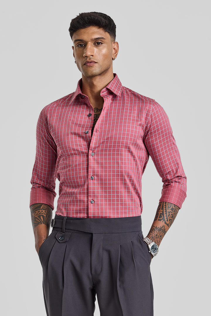 Red Checks Slim Fit Shirt