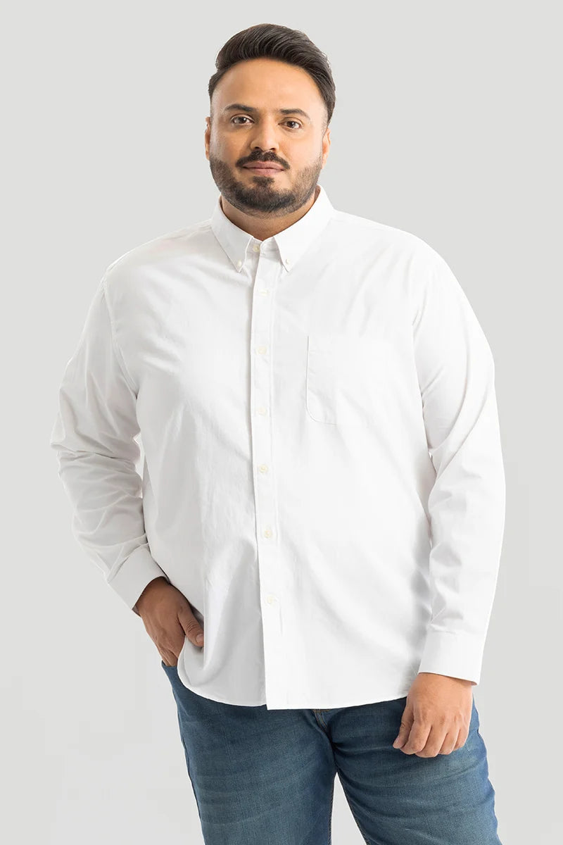 Marco Oxford White Plain Plus Size Shirt