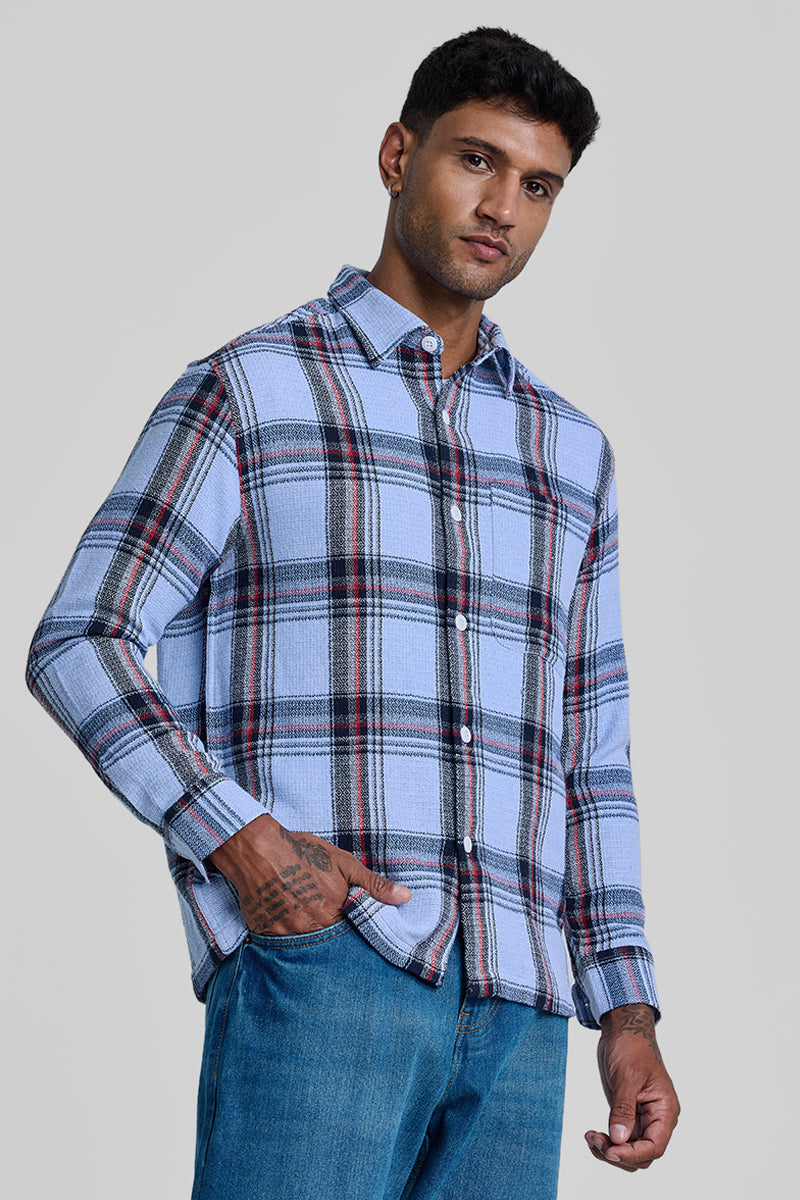 Blue Box Fit Plaid Shirt