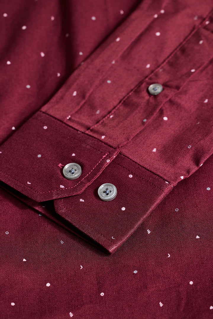 Maroon Printed Slim Fit Shirt