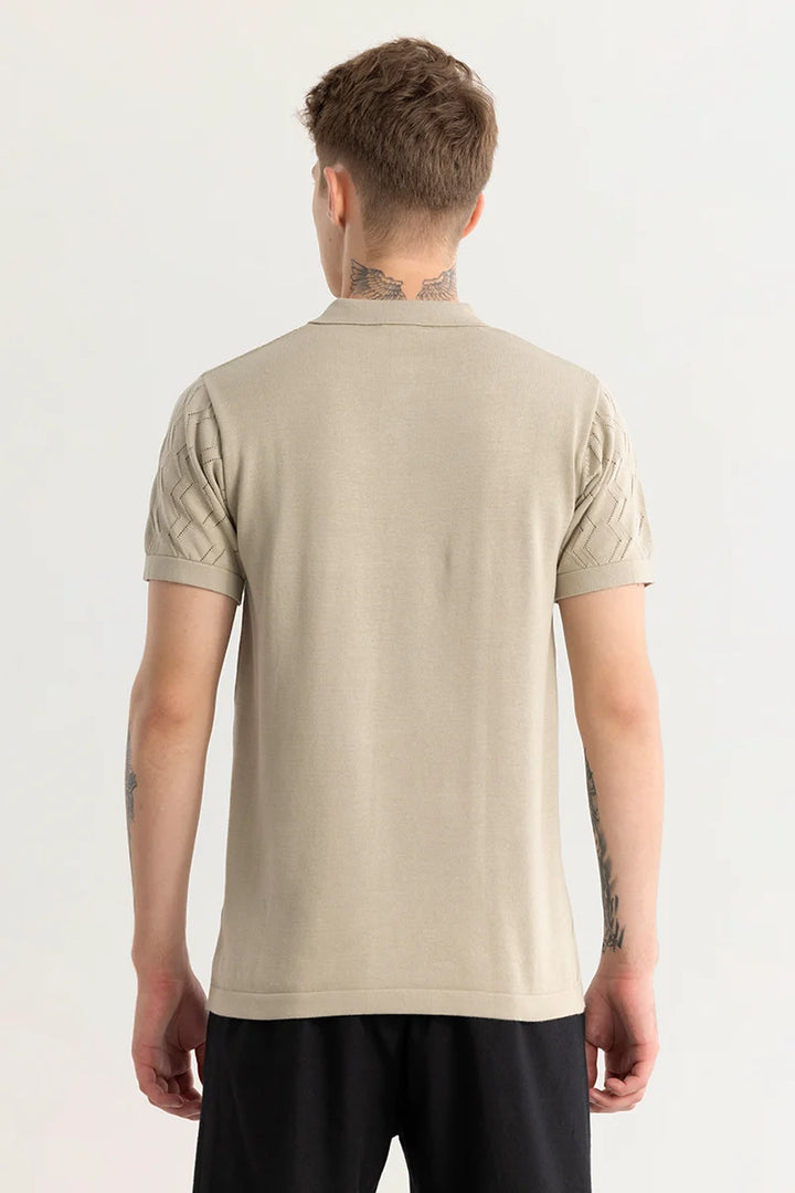 Baldassare Beige Knitted Polo T-Shirt