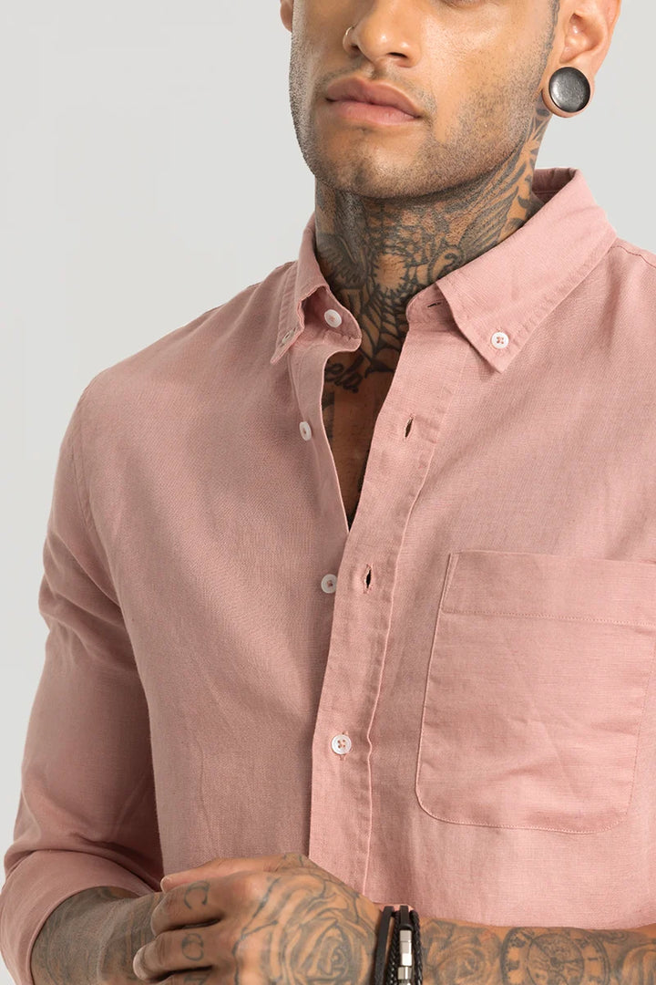 Pink Linen Blend Shirt