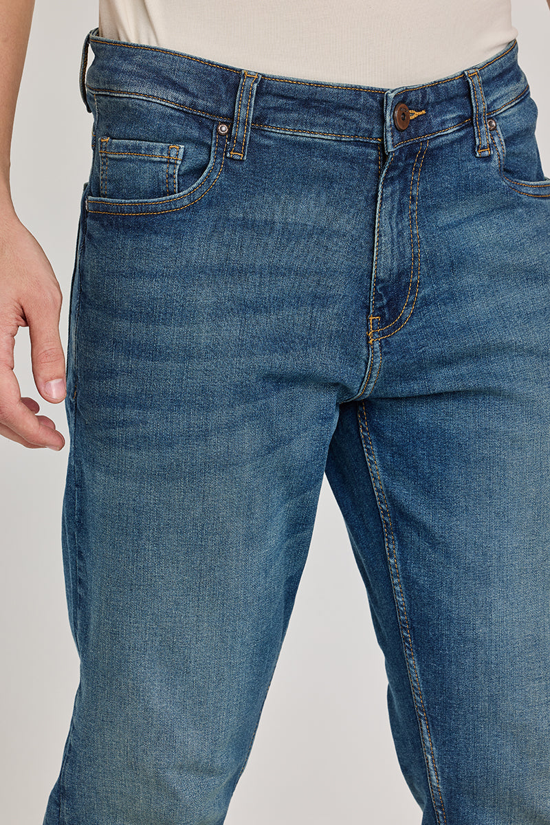 Denim Blue Tapered Fit Jeans