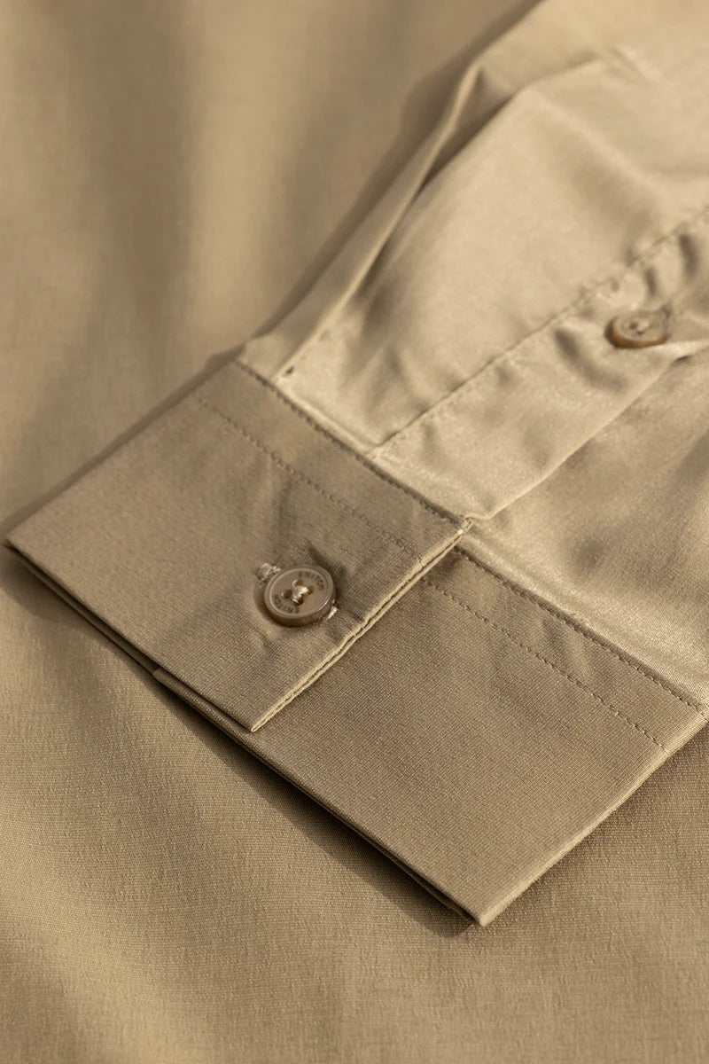 Khaki Slim Fit Stretch Shirt